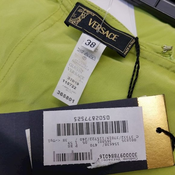 Gianni Versace Vintage Haute Couture Silk Skirt Lime Green Sz Small NWT - Picture 8 of 10
